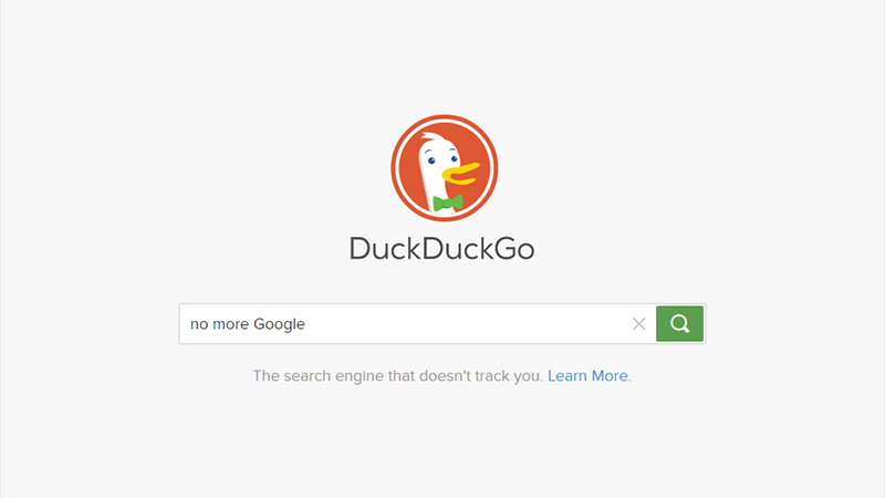 DuckDuckGo searches the web but doesn’t track you. Image: Screenshot